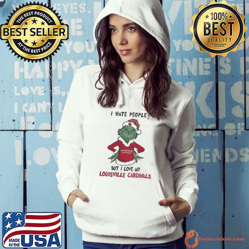 I Hate People But I Love My Louisville Cardinals Grinch Merry Christmas Hoodie