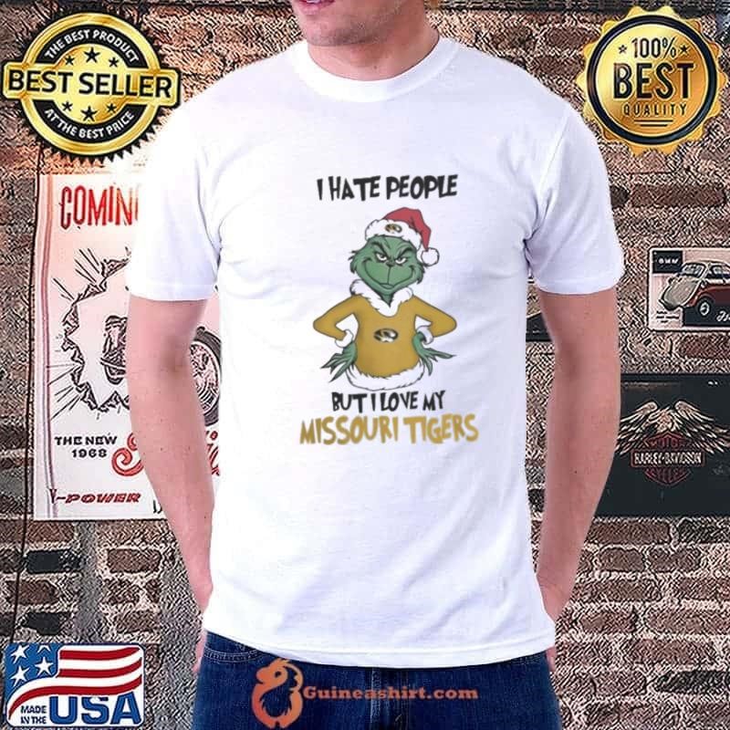 I Hate People But I Love My Missouri Tigers Grinch Merry Christmas Unisex