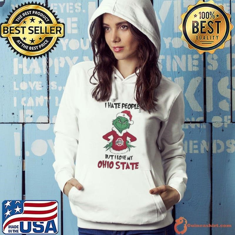 I Hate People But I Love My Ohio State Buckeyes Grinch Merry Christmas Shirt