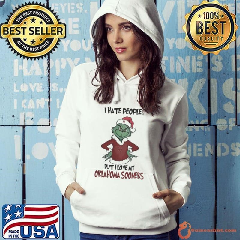I Hate People But I Love My Oklahoma Sooners Grinch Merry Christmas Shirt