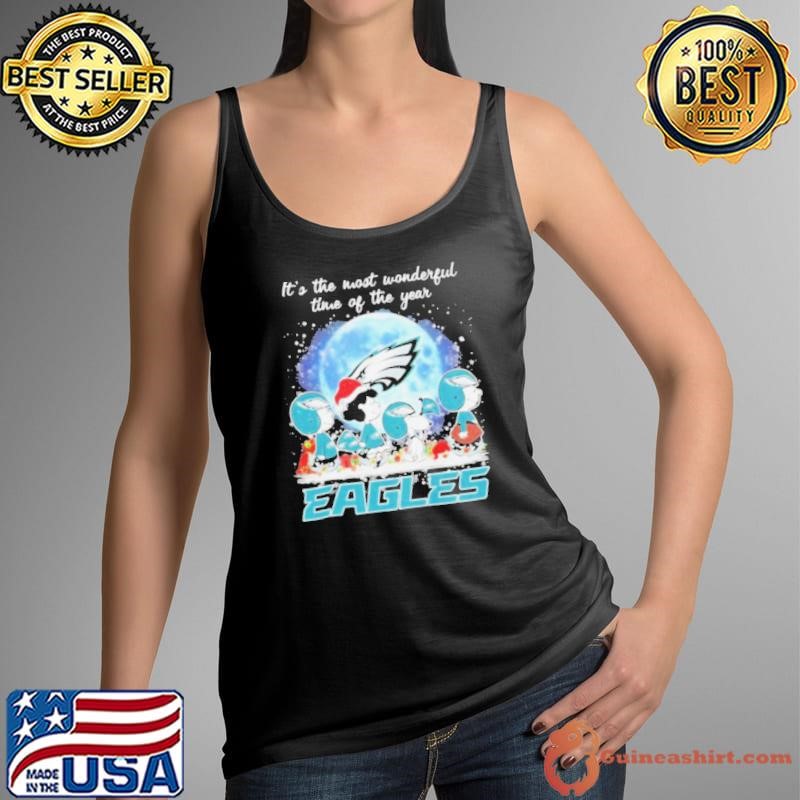 It’s The Most Wonderful Time Of The Years Peanuts Characters X Philadelphia Eagles Merry Christmas Tank Top