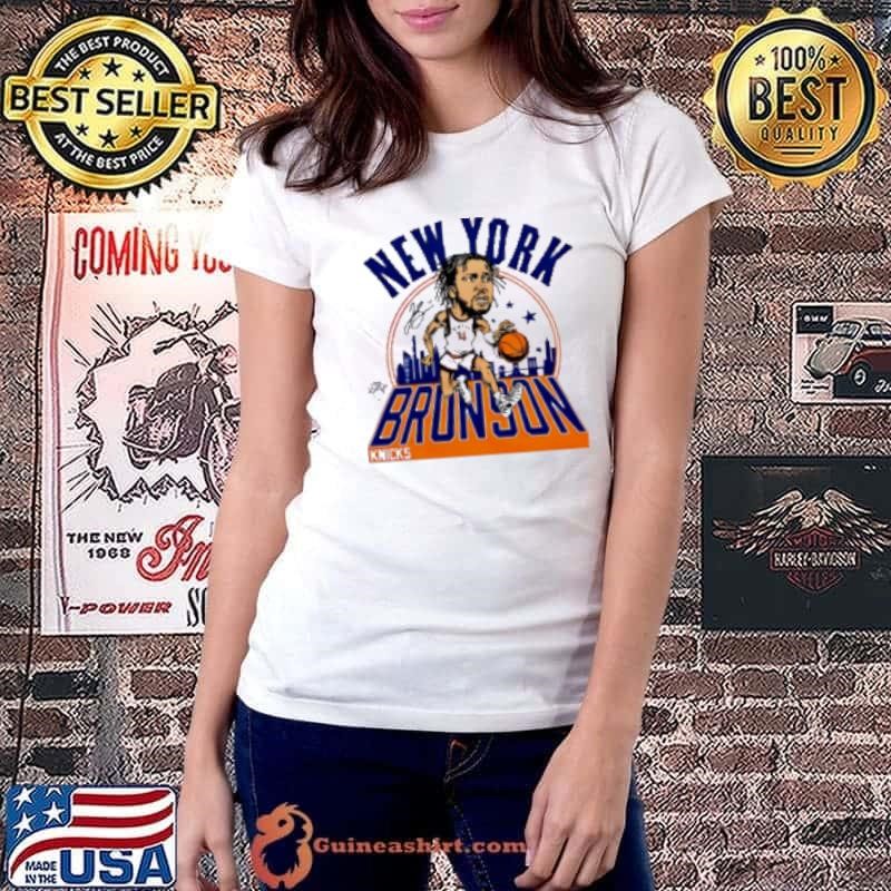Jalen Brunson caricature player New York Knicks signature skyline Shirt