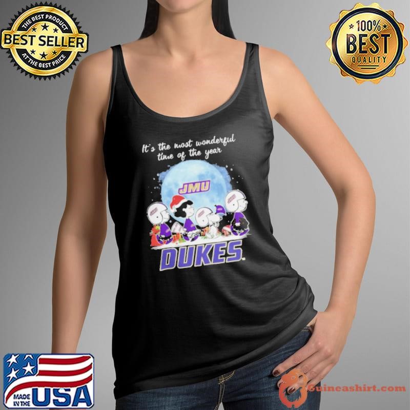 James Madison Dukes It The Most Wonderful Time Of The Year Peanut Characters Christmas Shirt