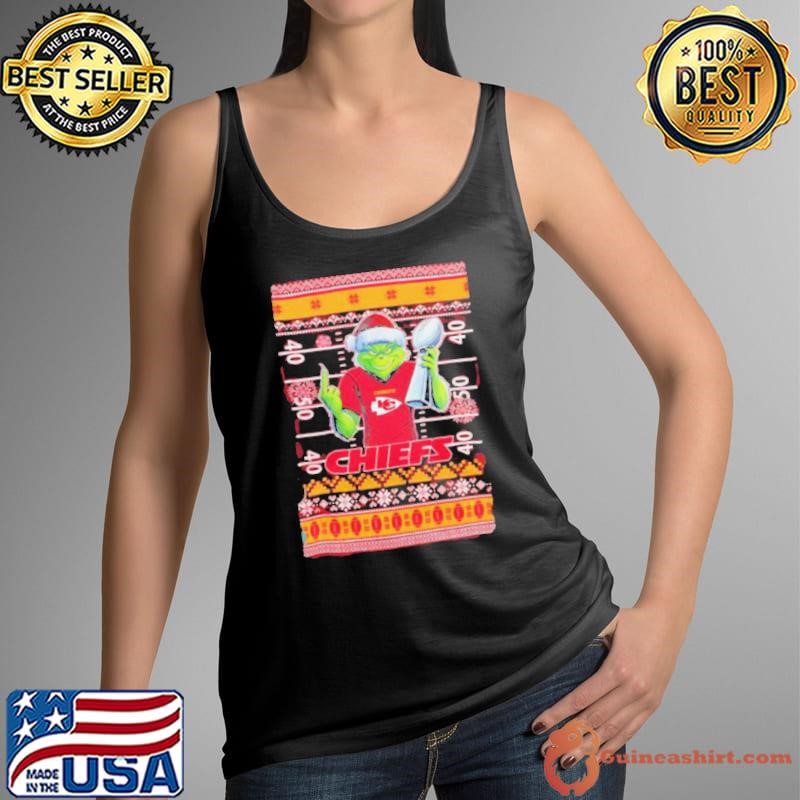 Kansas City Chiefs X Grinch Christmas with Super Bowl Trophy ugly Christmas shirt