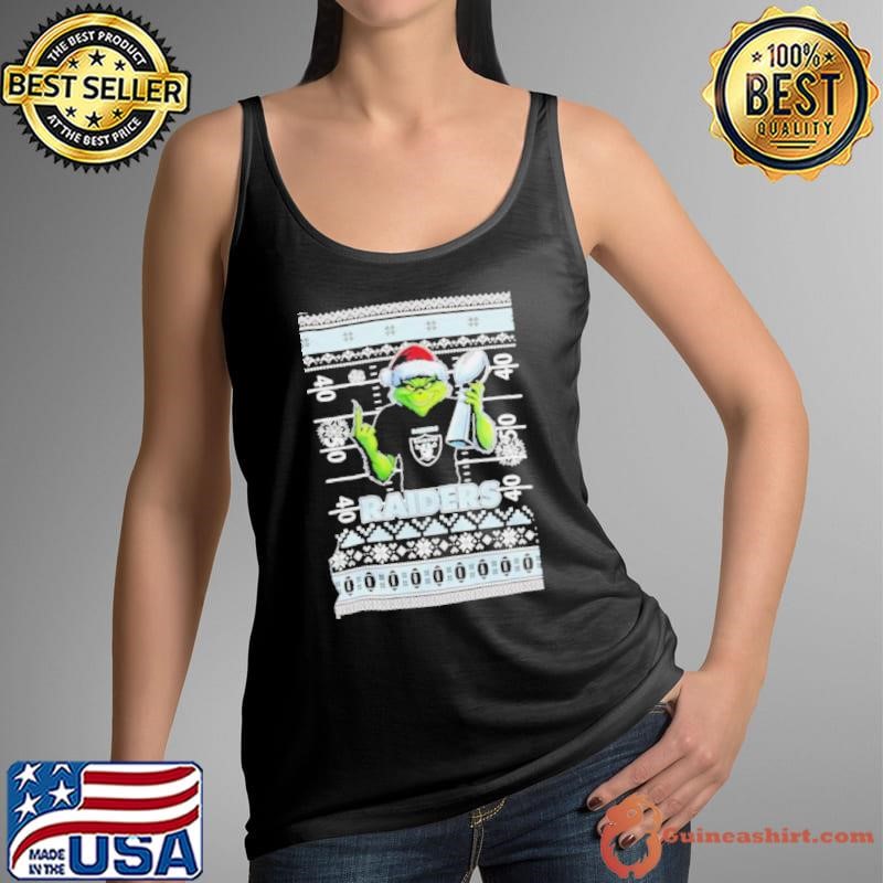 Las Vegas Raiders X Grinch Christmas with Super Bowl Trophy ugly Christmas shirt