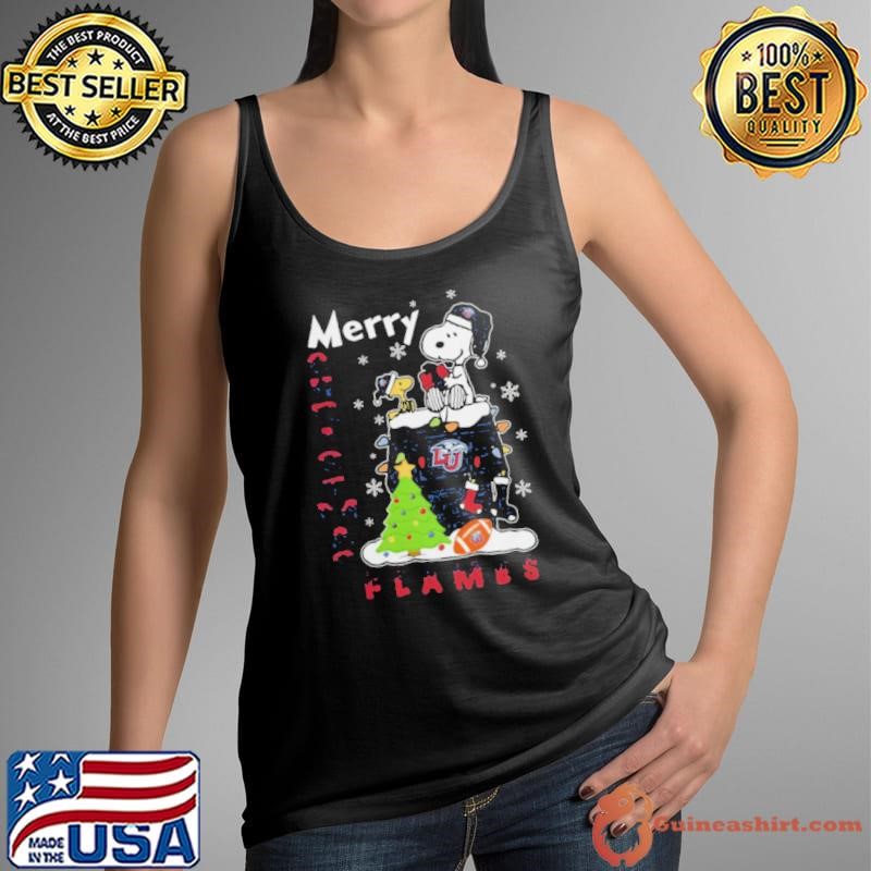 Liberty Flames Snoopy And Woodstock Merry Christmas Shirt