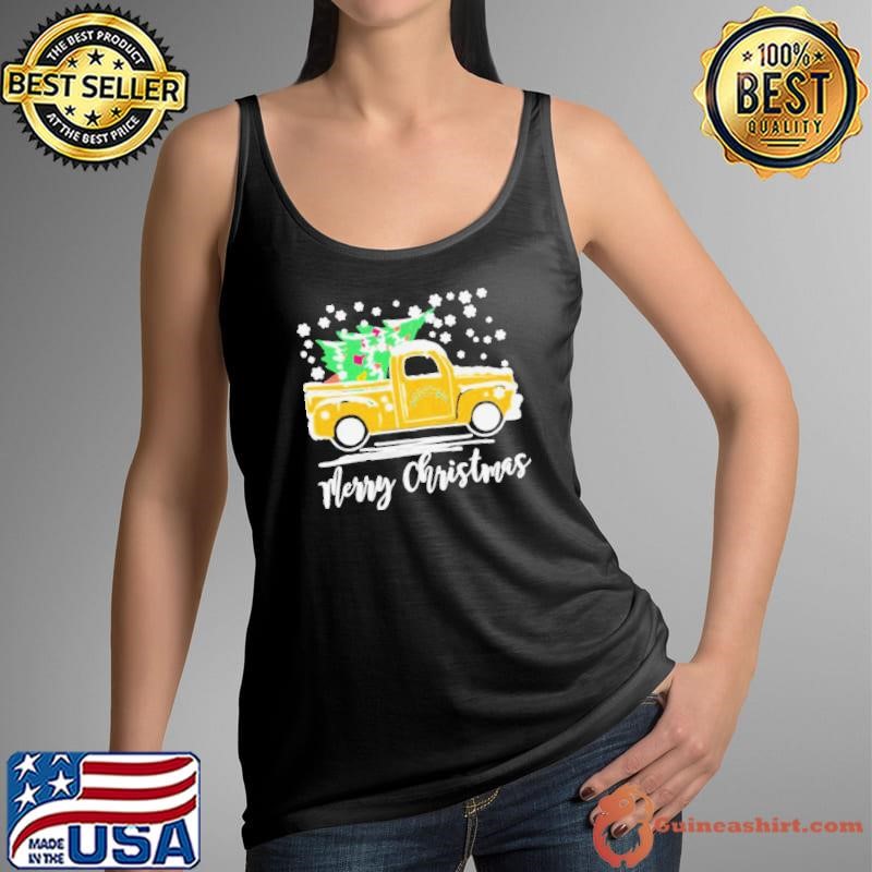 Los Angeles Chargers Logo Truck and Tree Merry Christmas Tank Top