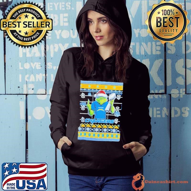 Los Angeles Chargers X Grinch Christmas with Super Bowl Trophy ugly Christmas Hoodie