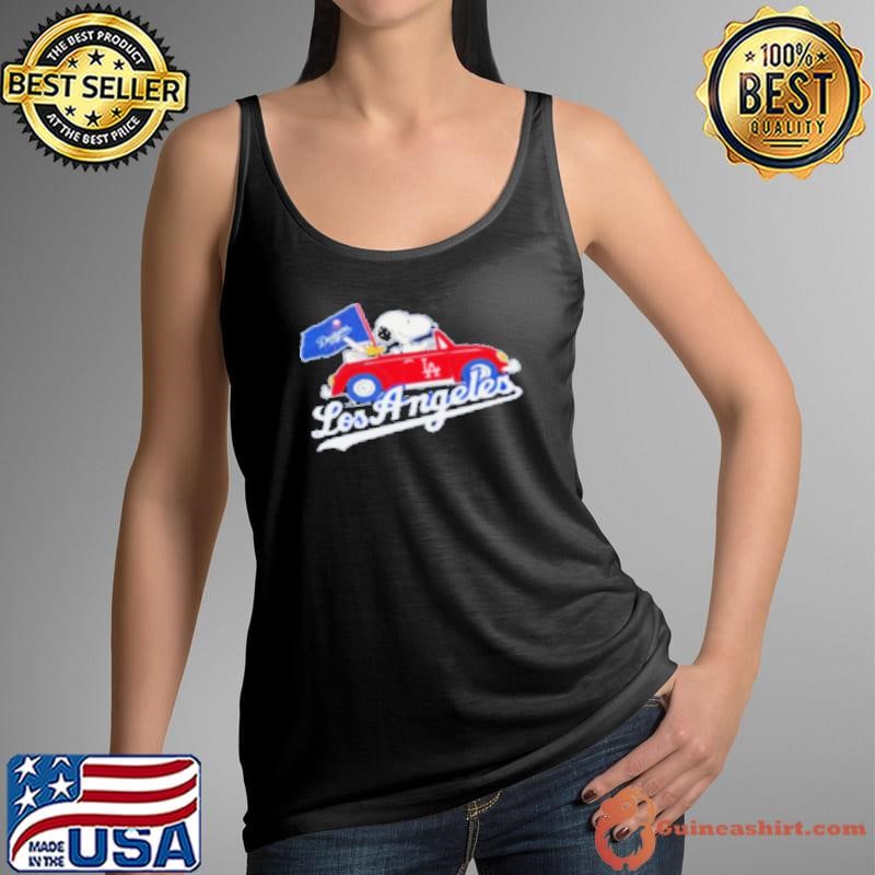 Los Angeles Dodgers Snoppy and Woodstock riding car Tank Top