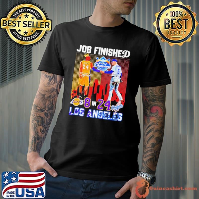 Los Angeles Lakers and Dodgers players Bryant and Freeman job finished shirt