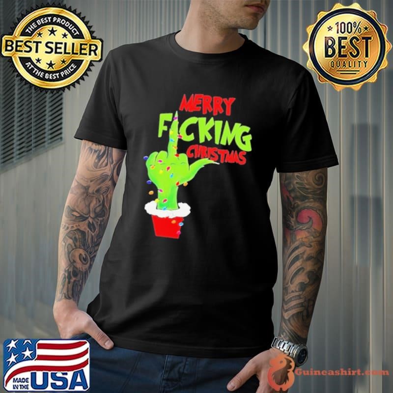 Merry Fucking Christmas Hand Grinch Light Shirt