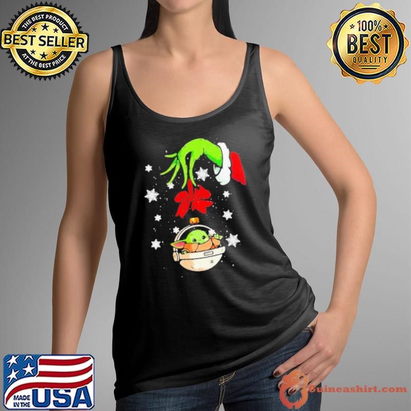 Merry christmas grinch holding baby yoda Tank Top