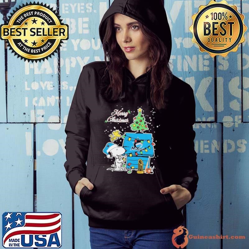 Miami Marlins Merry Christmas With Snoopy Baby Hoodie