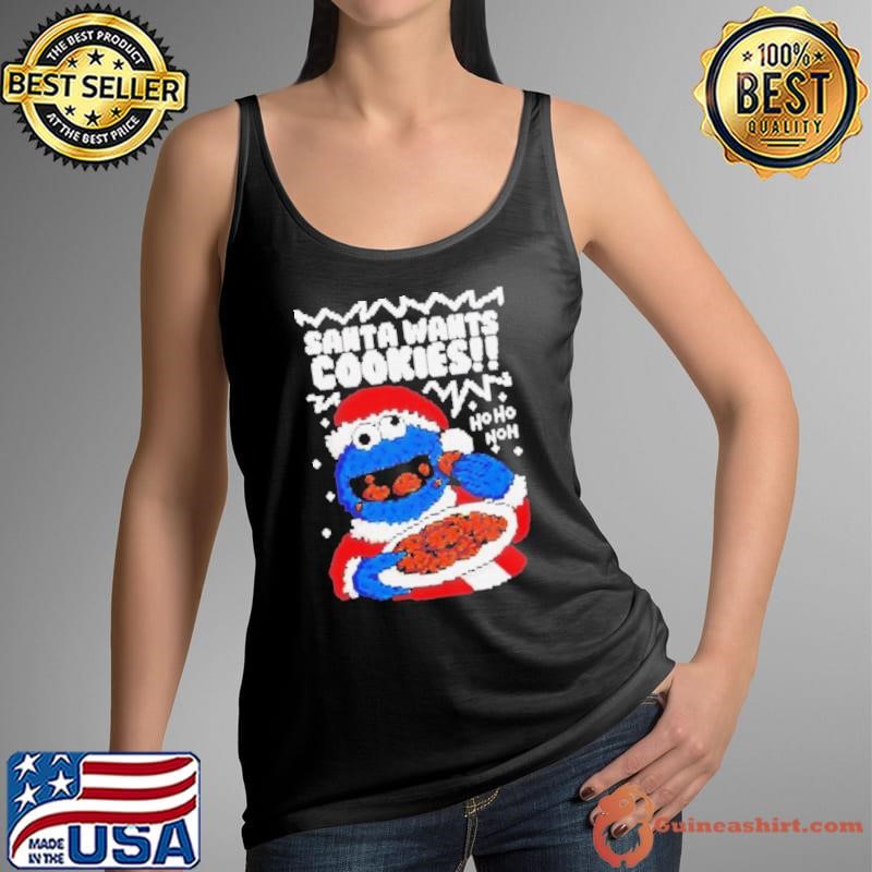 Muppet Santa wants Cookie monster ugly Christmas Tank Top