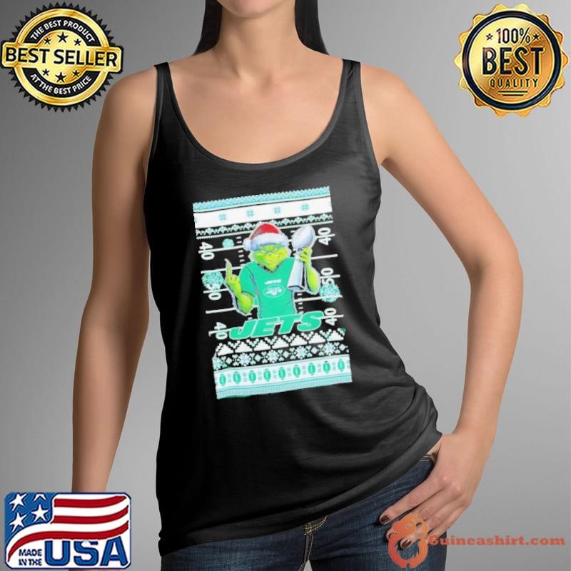 New York Jets X Grinch Christmas with Super Bowl Trophy ugly Christmas shirt