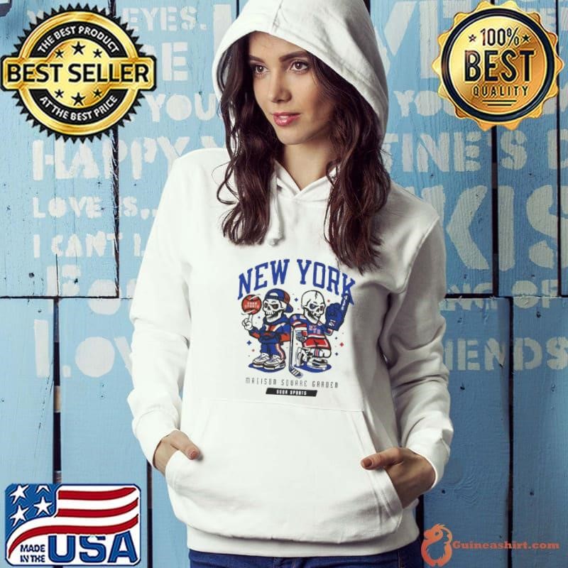 New York Rangers New York Knicks Unisex Garment Dyed Basketball and Hockey Hoodie