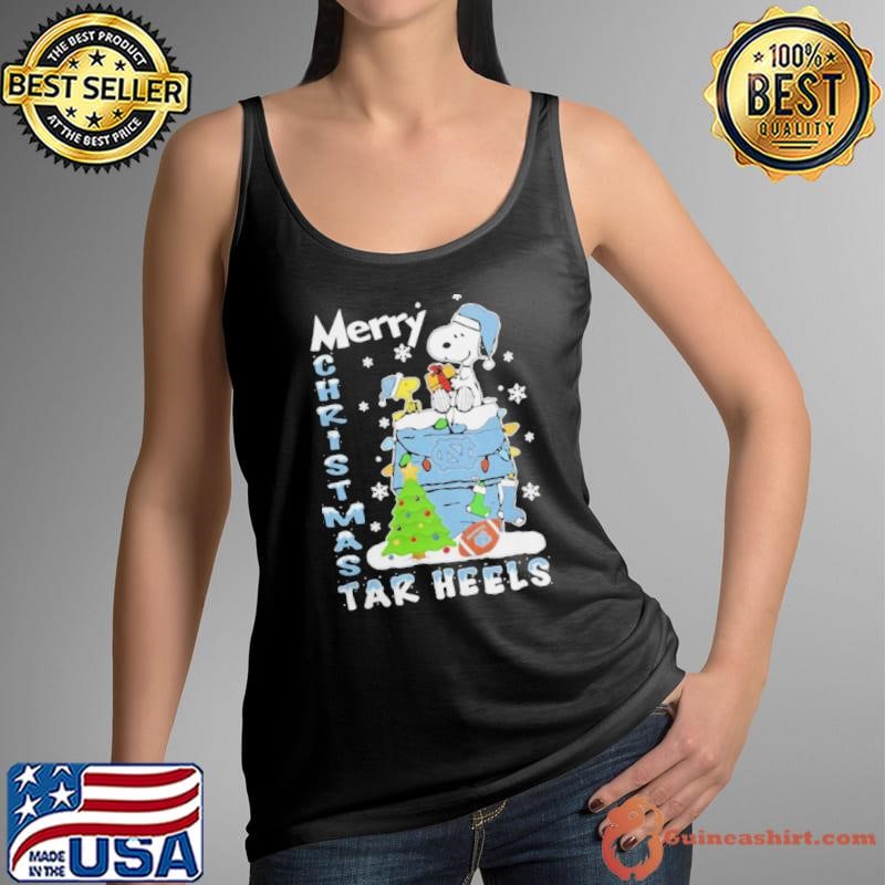 North Carolina Tar Heels Snoopy And Woodstock Merry Christmas Tank Top