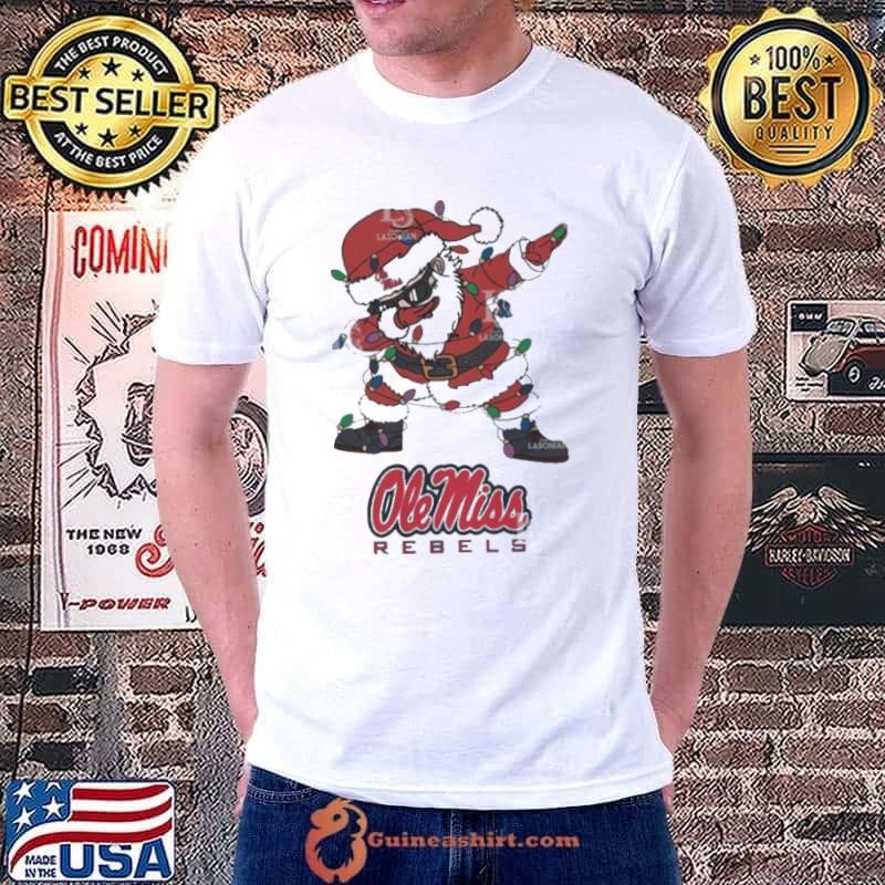 Ole Miss Rebels Dabbing Santa Claus Ugly Christmas Light shirt