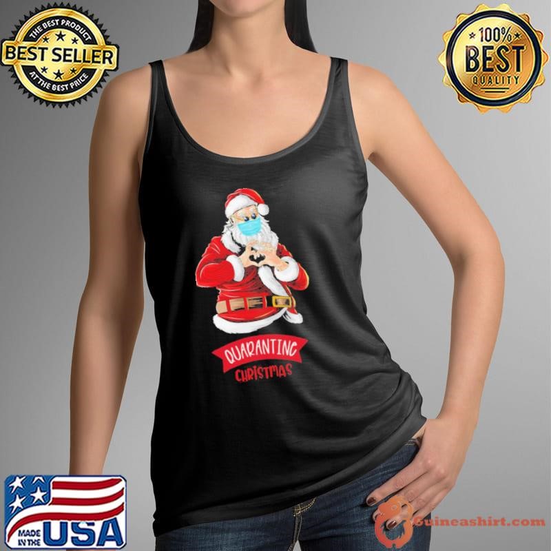 Peace Love Quarantine Christmas Santa Face Mask Xmas shirt