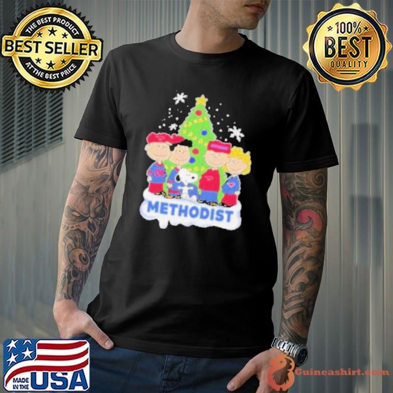Peanuts Characters X Smu Mustangs Methodist Merry Christmas Shirt