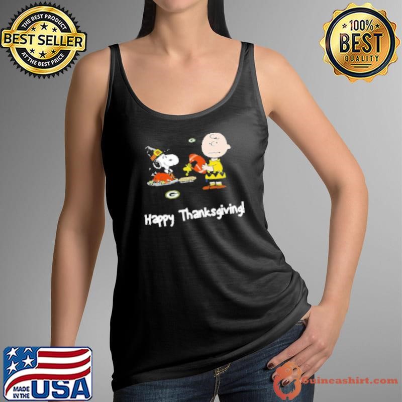 Peanuts Green Bay Packers Football Happy Thanksgiving Shirt