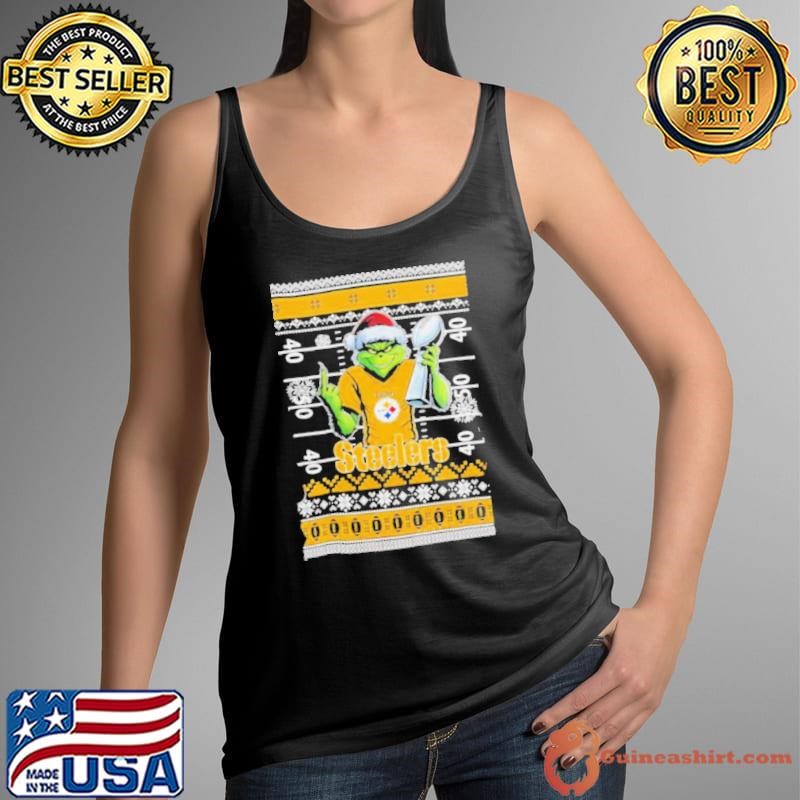 Pittsburgh Steelers X Grinch Christmas with Super Bowl Trophy ugly Christmas shirt