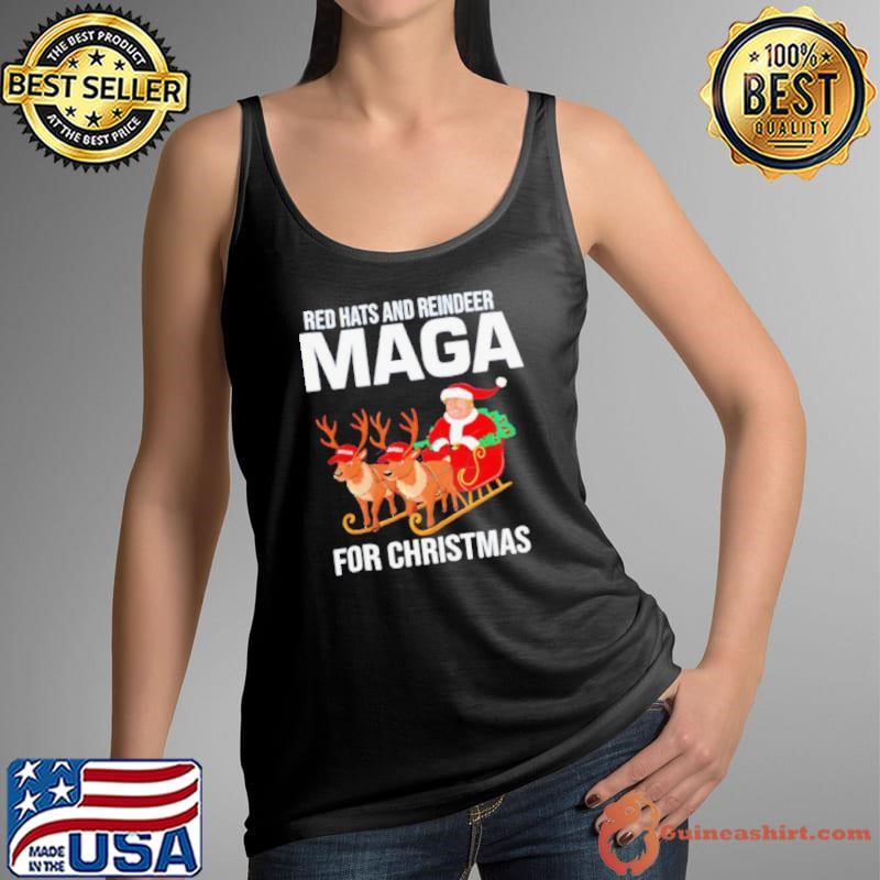 Red Hats and Reindeer MAGA for Christmas Trump Santa shirt