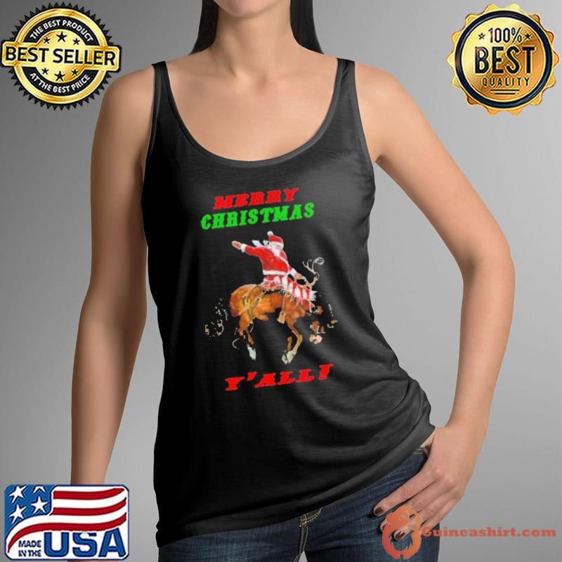 Santa Claus Riding Horse Merry Christmas Yall shirt