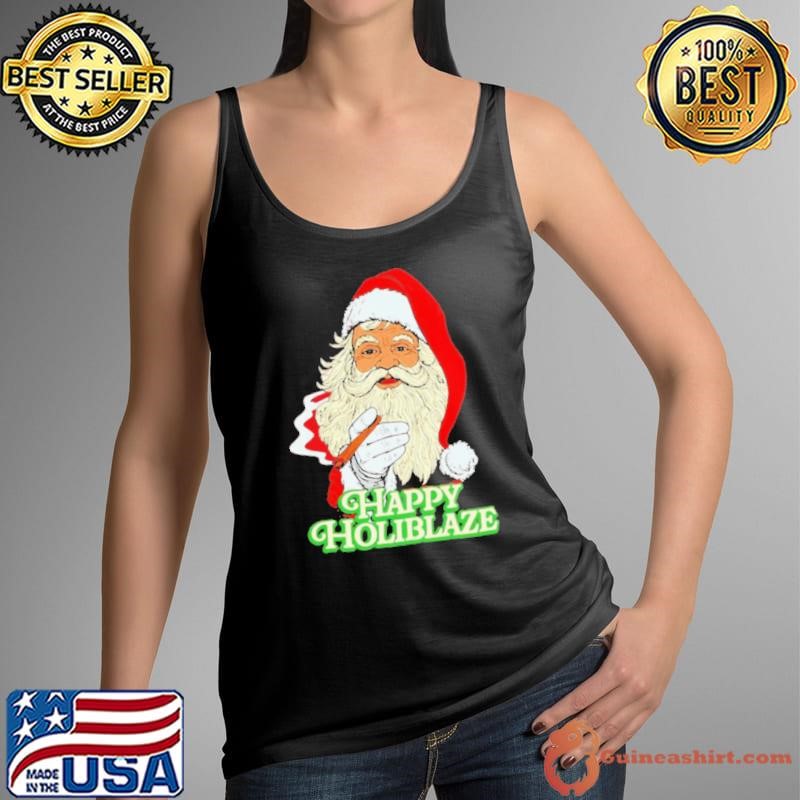 Santa Claus smoking Happy Holiblaze Christmas shirt