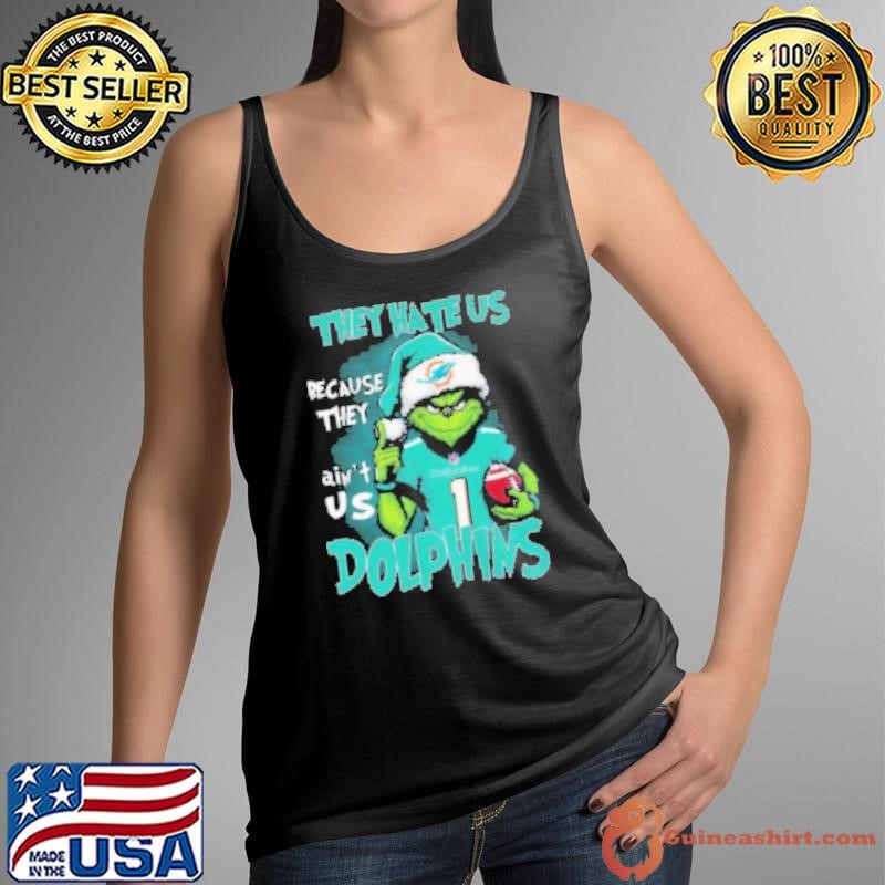 Santa Grinch They Hate Us Because They Ain't Us Miami Dolphins Christmas 2024 Tank Top