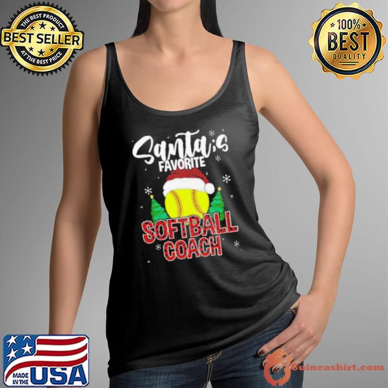 Santas Favorite Softball Coach Christmas Plaid Xmas Softball Shirt
