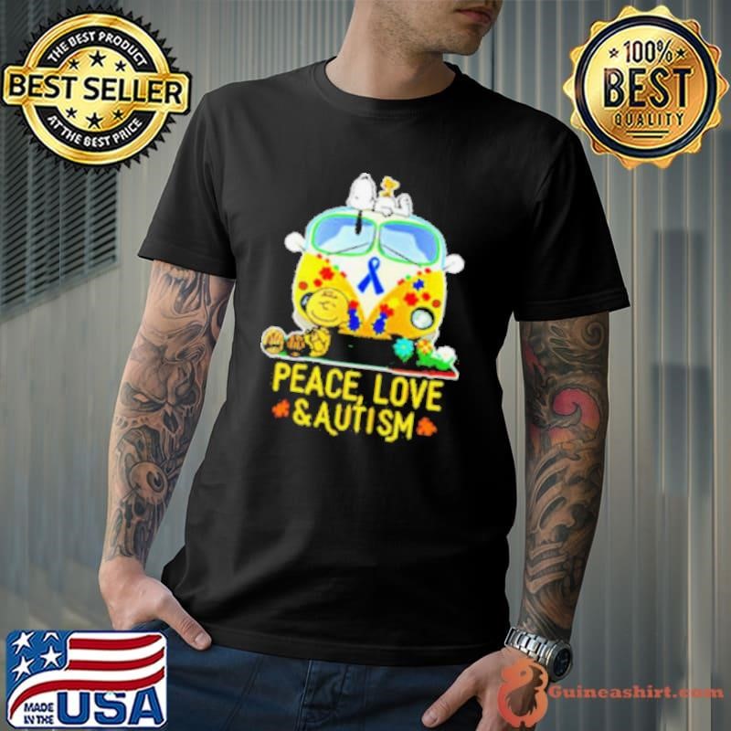 Snoopy Peace Love and Autism Ugly shirt