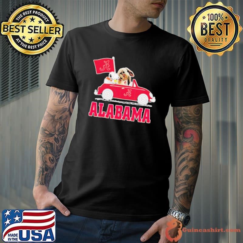Snoopy and Big Al driving car let’s go Alabama Crimson Tide Unisex