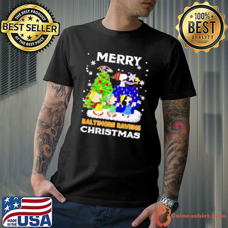 Snoopy and friends let's go Merry Baltimore Ravens Christmas Shirt