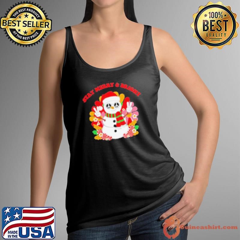 Snowman Santa hat stay Merry & bright Christmas Tank Top