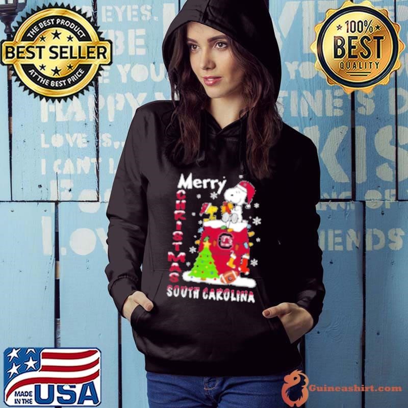 South Carolina Gamecocks Snoopy And Woodstock Merry Christmas Hoodie
