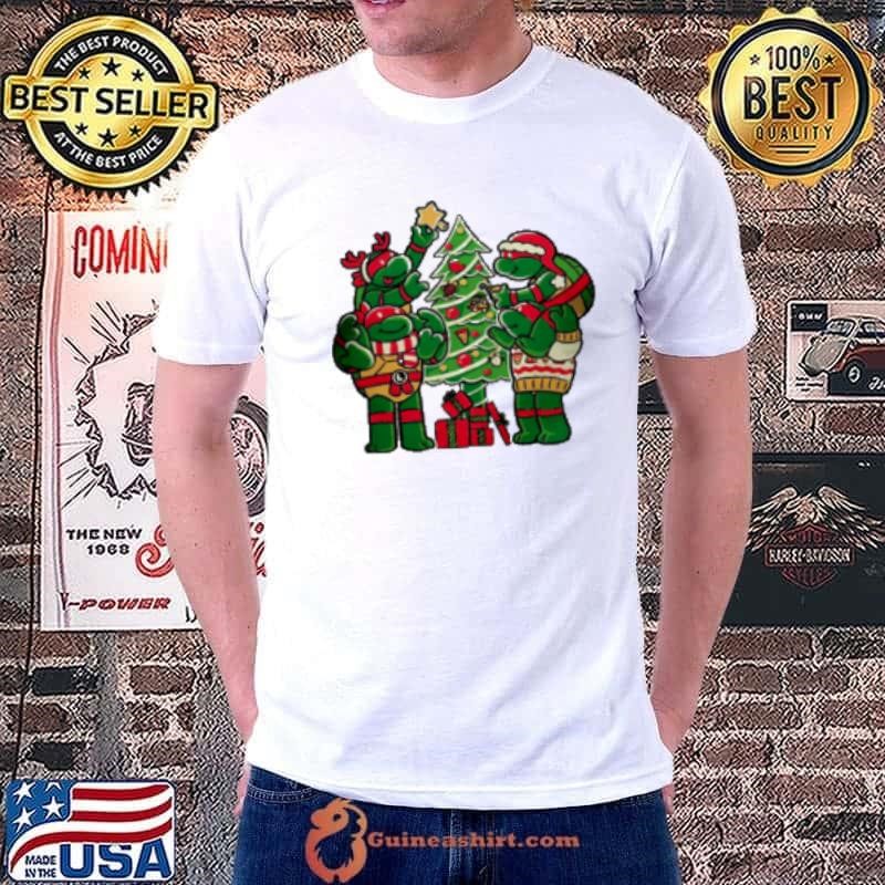 Teenage Mutant Ninja Turtles decorating their Christmas tree Shirt