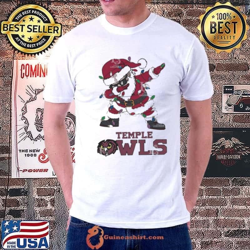Temple Owls Dabbing Santa Claus Ugly Christmas Light shirt
