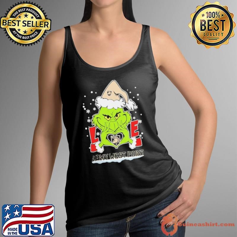 The Grinch Love Heart 2024 Army Black Knights Football Christmas Shirt