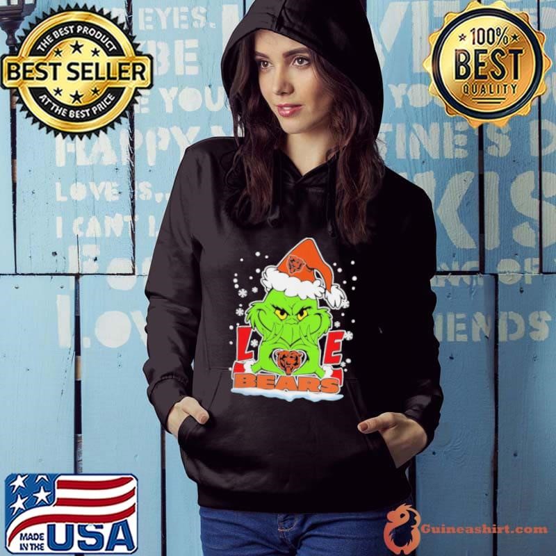 The Grinch Love Heart 2024 Chicago Bears Football Christmas Hoodie