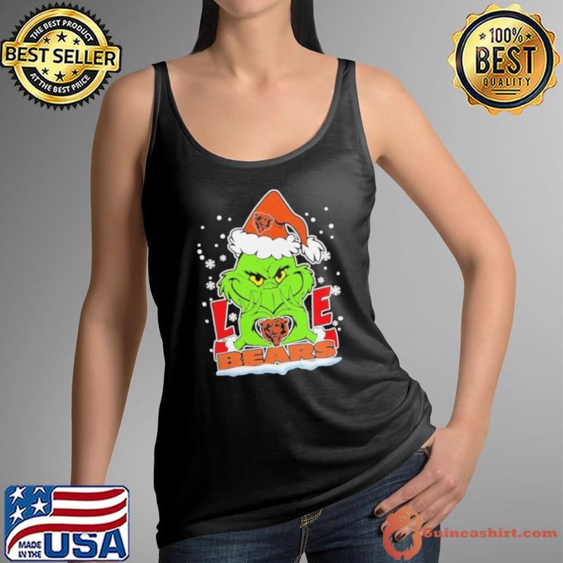 The Grinch Love Heart 2024 Chicago Bears Football Christmas Shirt