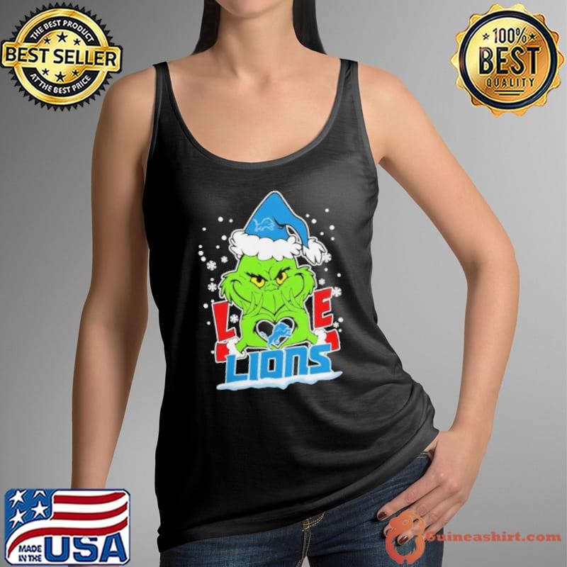 The Grinch Love Heart 2024 Detroit Lions Football Christmas Shirt