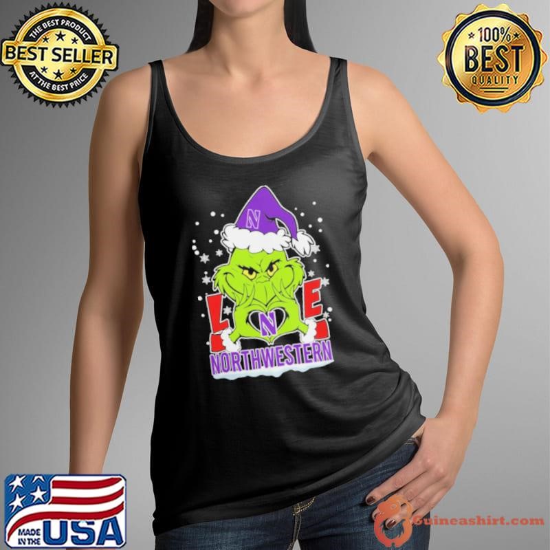 The Grinch Love Heart 2024 Northwestern Wildcats Football Christmas Shirt