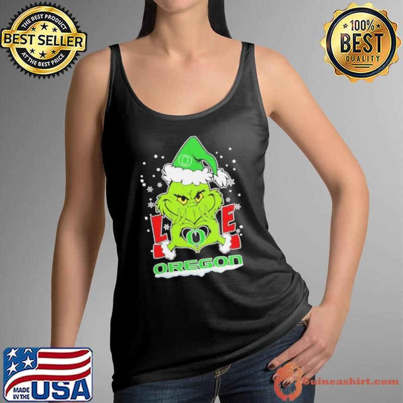 The Grinch Love Heart 2024 Oregon Ducks Football Christmas Tank Top
