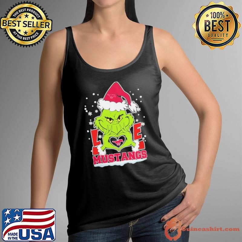The Grinch Love Heart 2024 SMU Mustangs Football Christmas Shirt
