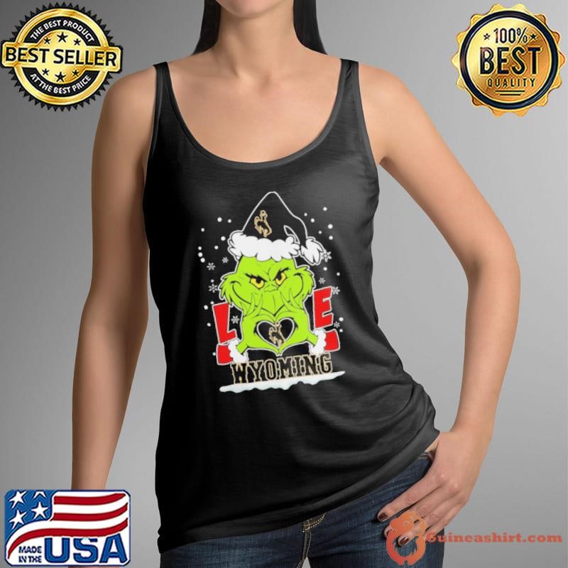 The Grinch Love Heart 2024 Wyoming Cowboys Football Christmas Shirt