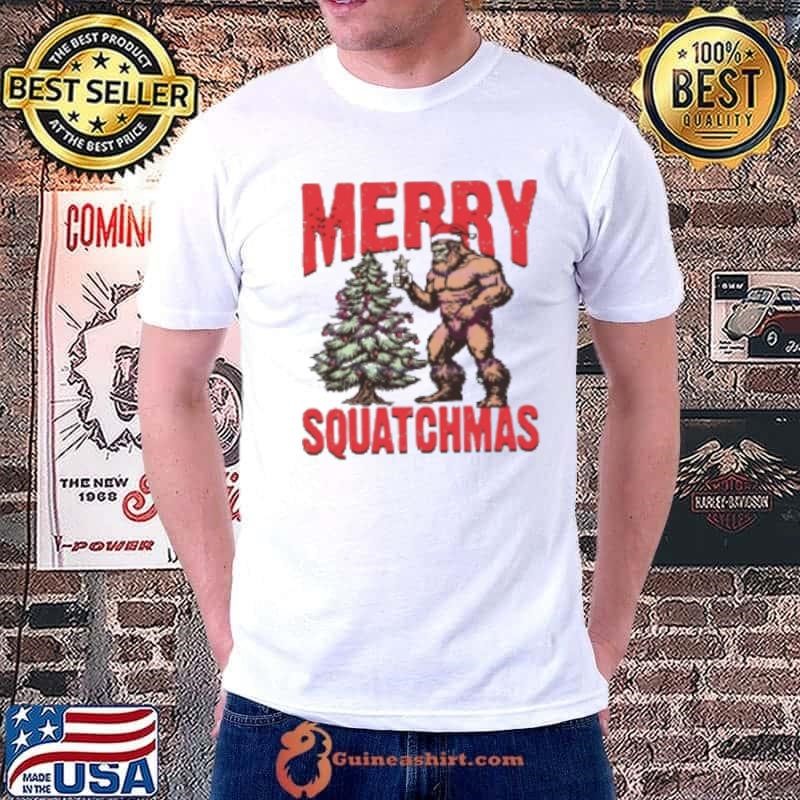 Top Merry Squatchmas Bigfoot Santa hat Christmas Unisex