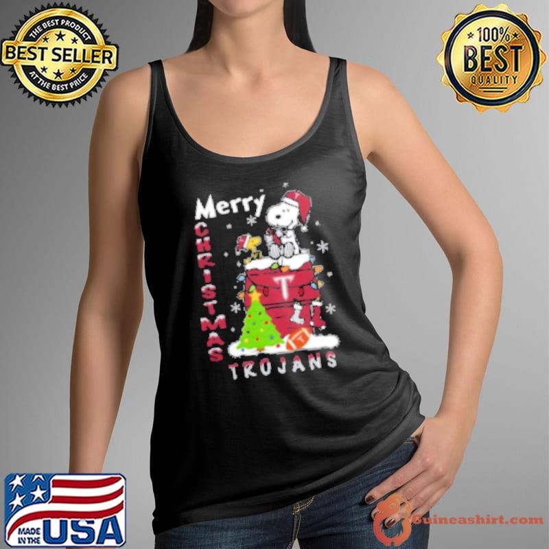 Troy Trojans Snoopy And Woodstock Merry Christmas Shirt