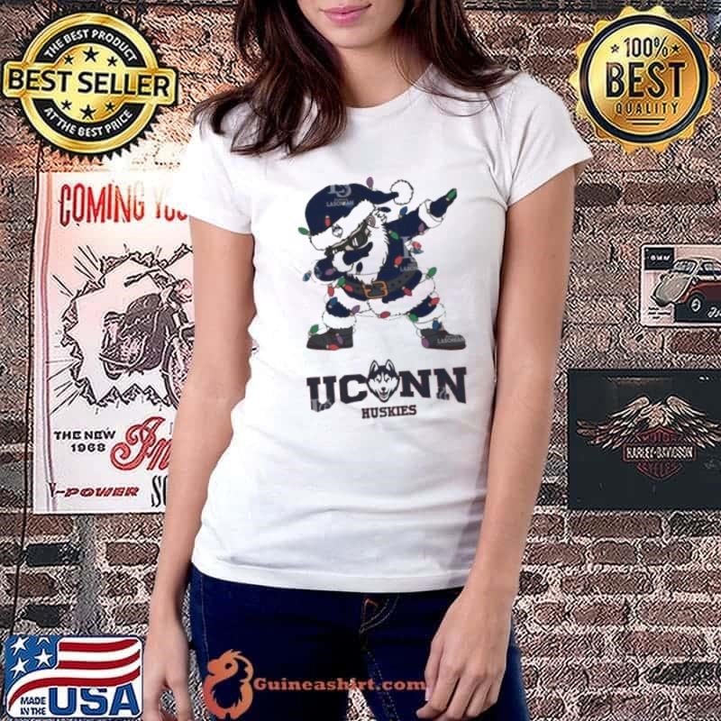 UConn Huskies Dabbing Santa Claus Ugly Christmas Light Ladiestee