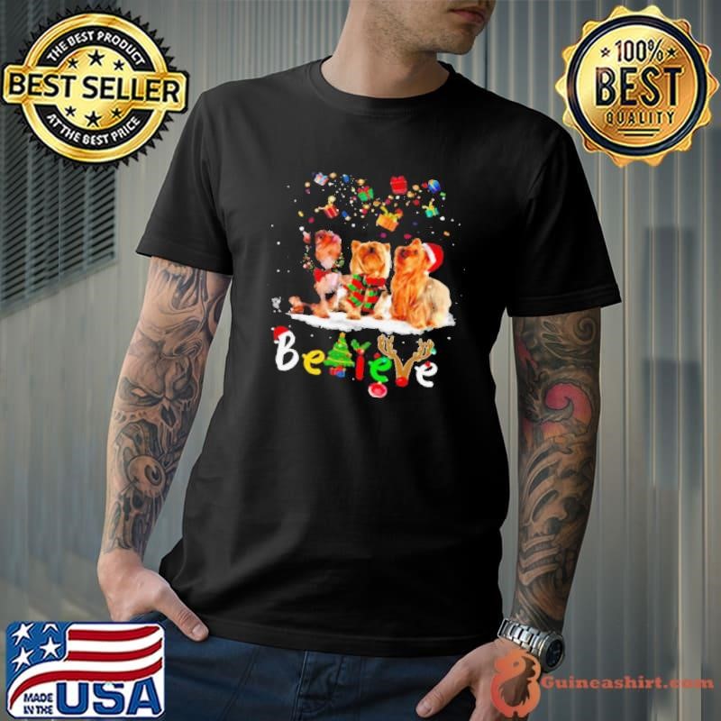 Yorkshire Terrier Dog Santa Claus Hat Believe Gift Christmas Unisex